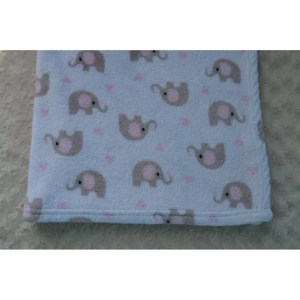 Baby Kiss Elephant Heart Blanket Pink White Gray Security Lovey BabyKiss